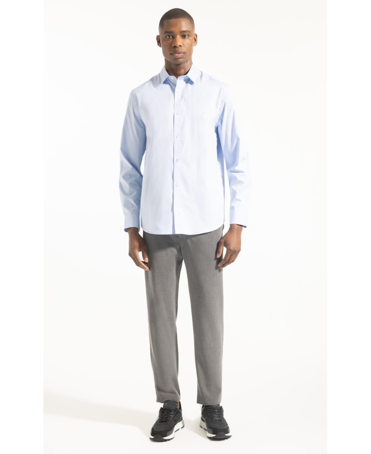 Camisa Pin Point Slim Shangai Azul Claro