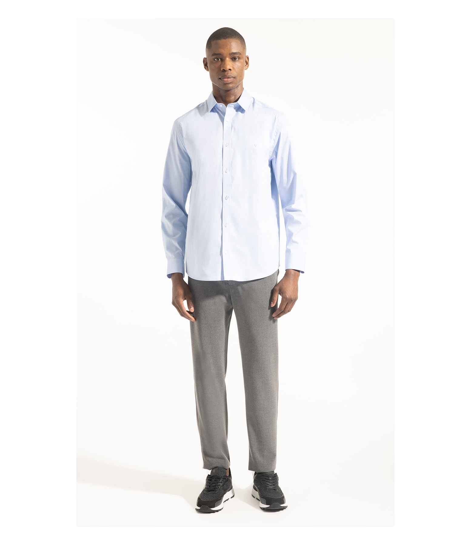 Camisa Pin Point Slim Shangai Azul Claro