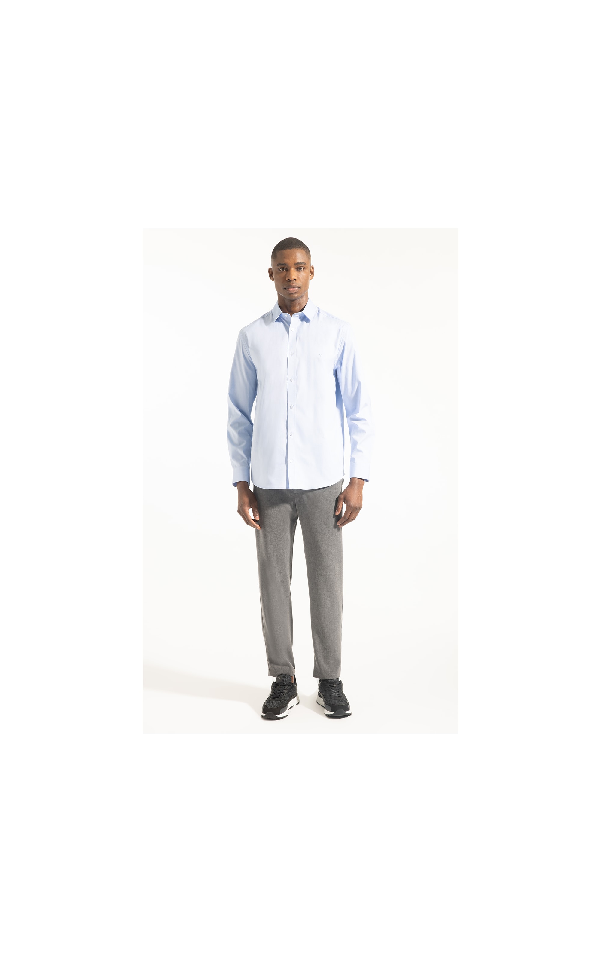 Camisa Pin Point Slim Shangai Azul Claro