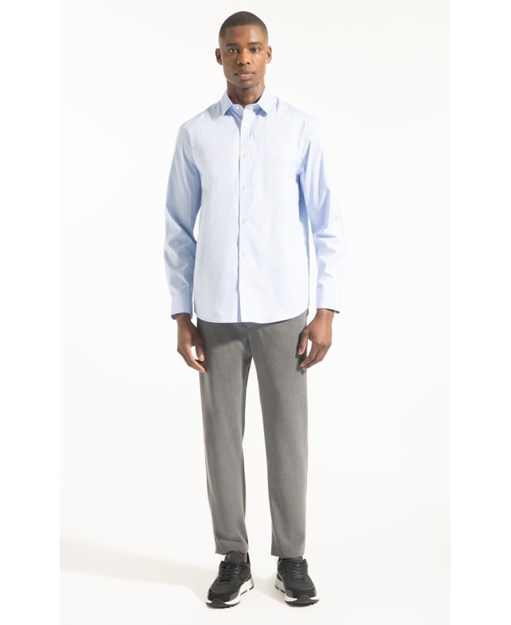 Camisa Pin Point Slim Shangai Azul Claro