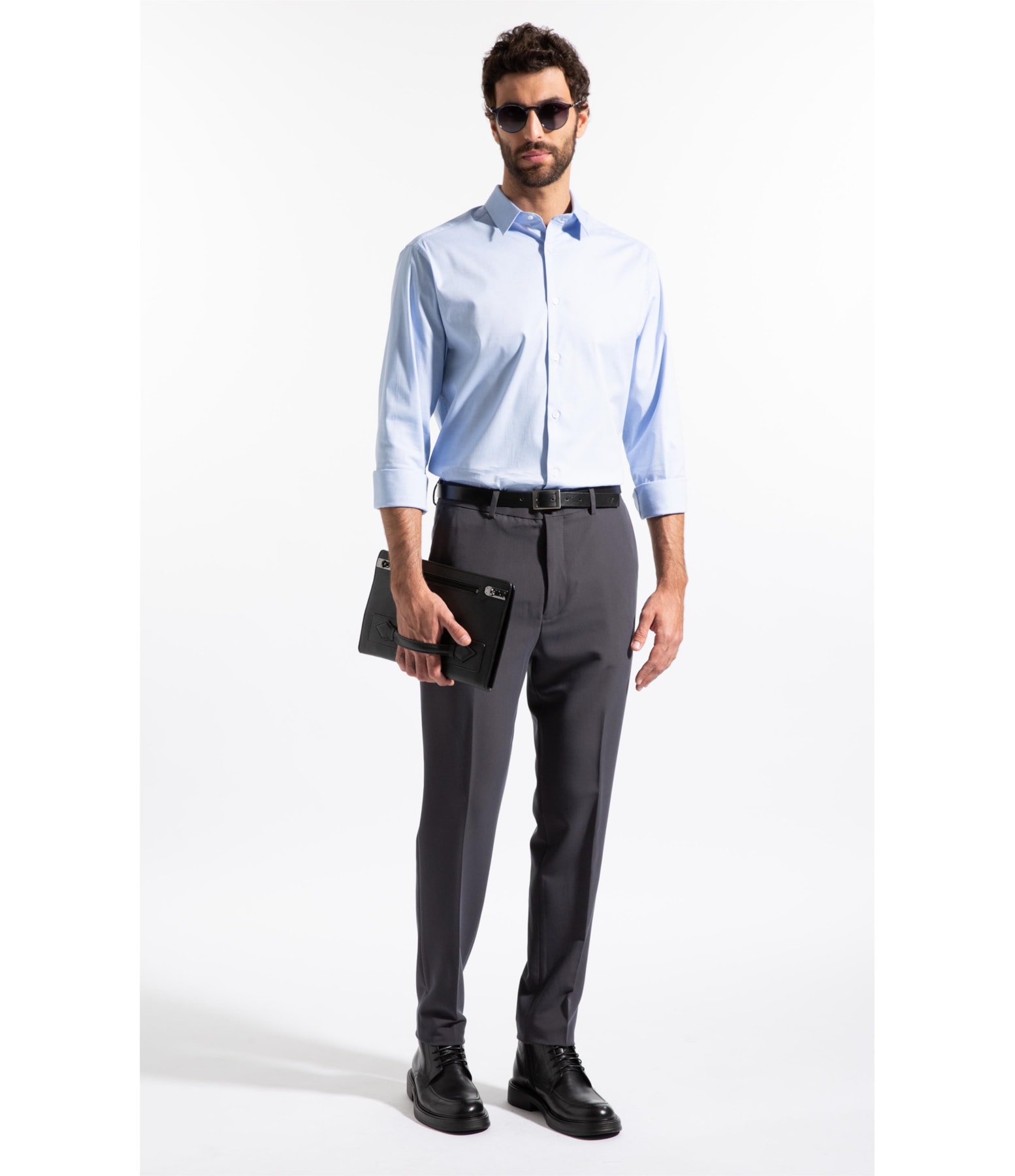 Camisa Pin Point Slim Shangai Azul Claro