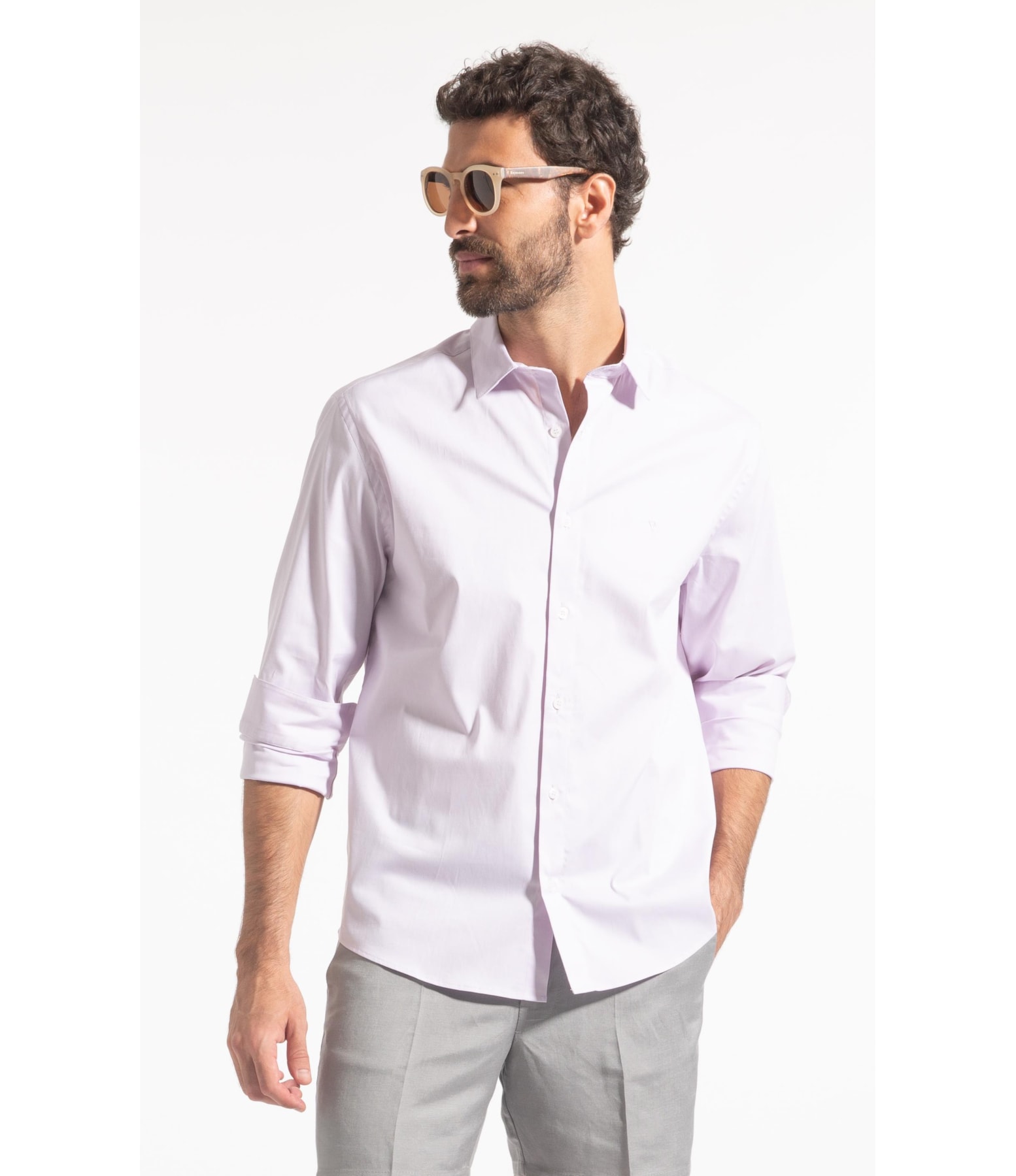 Camisa Pin Point Slim Shangai Lilas