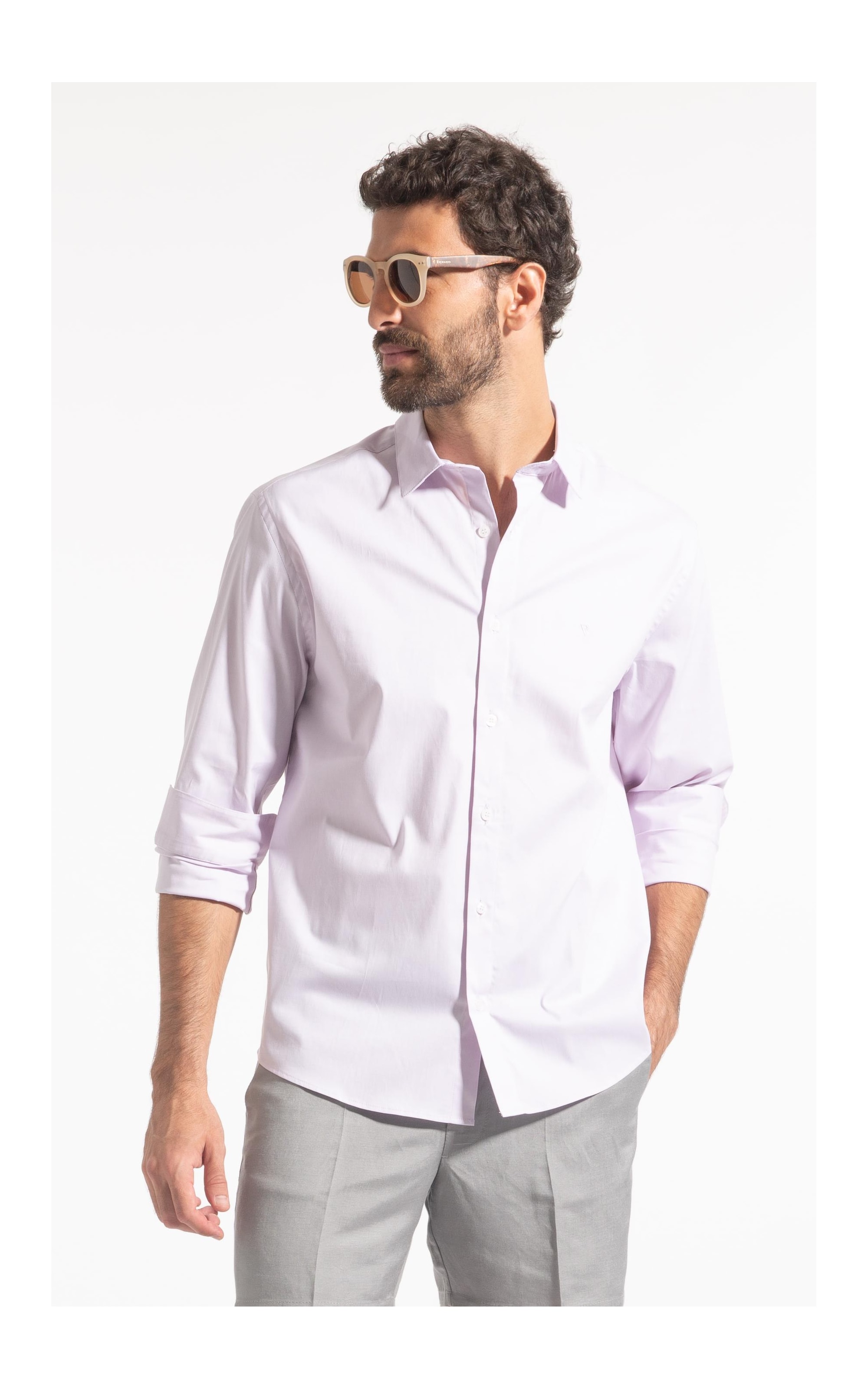 Camisa Pin Point Slim Shangai Lilas