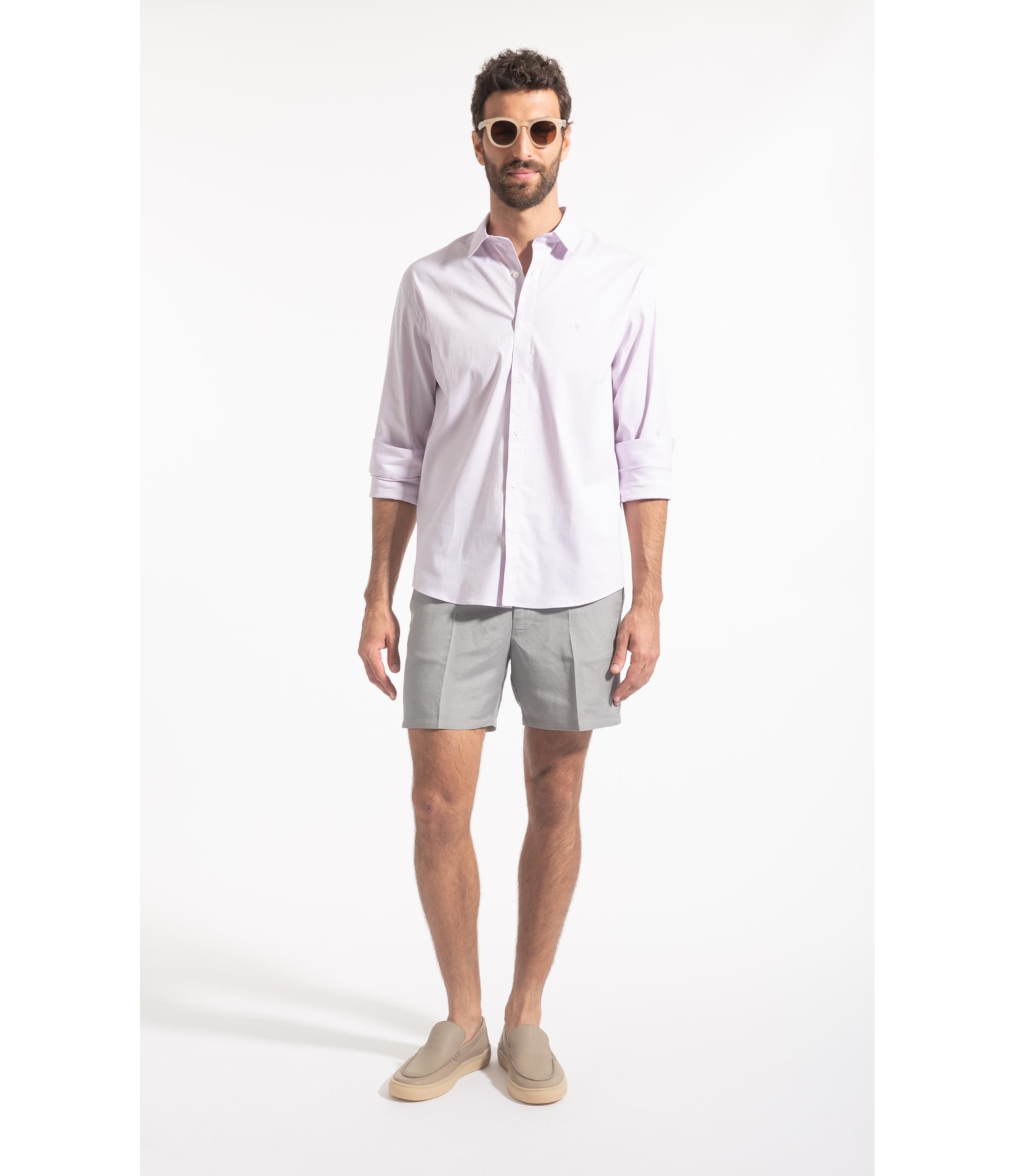 Camisa Pin Point Slim Shangai Lilas