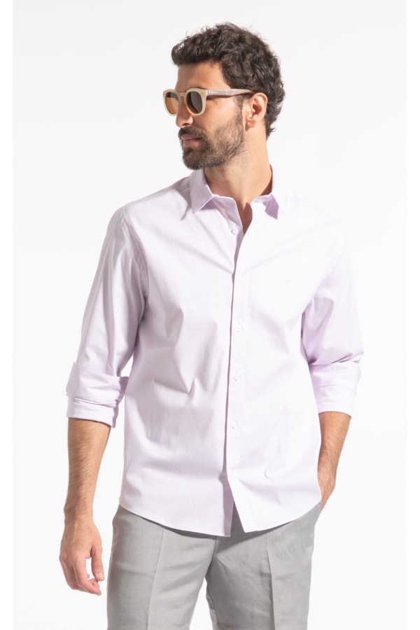 Camisa Pin Point Slim Shangai Lilas