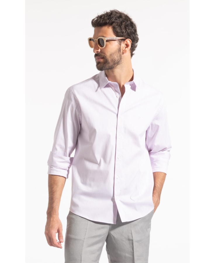Camisa Pin Point Slim Shangai Lilas