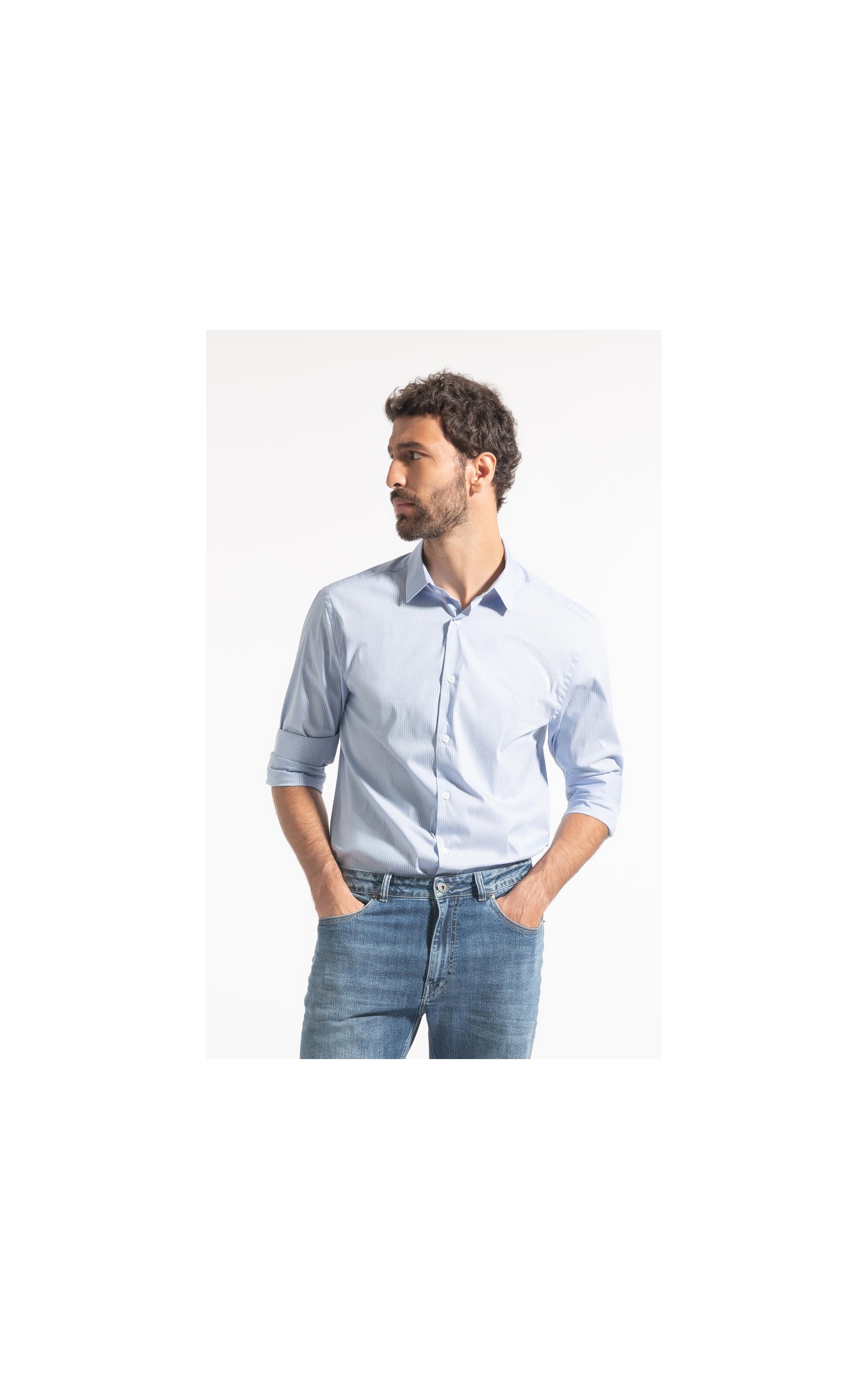 Camisa Slim Shangai Fusioned Azul Bic