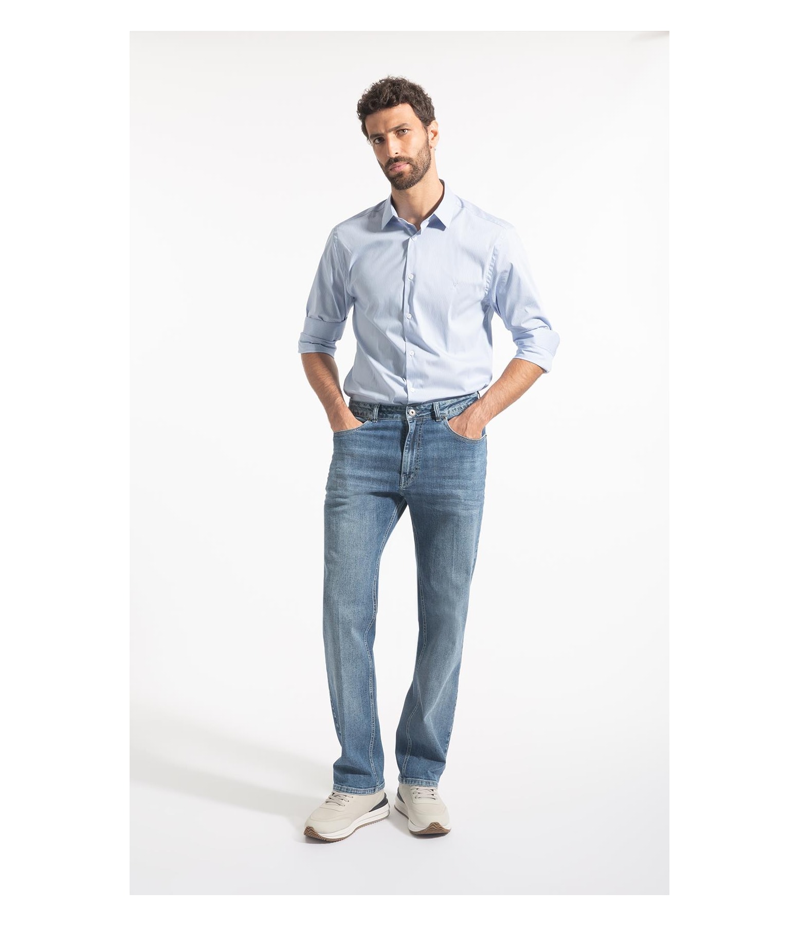 Camisa Slim Shangai Fusioned Azul Bic