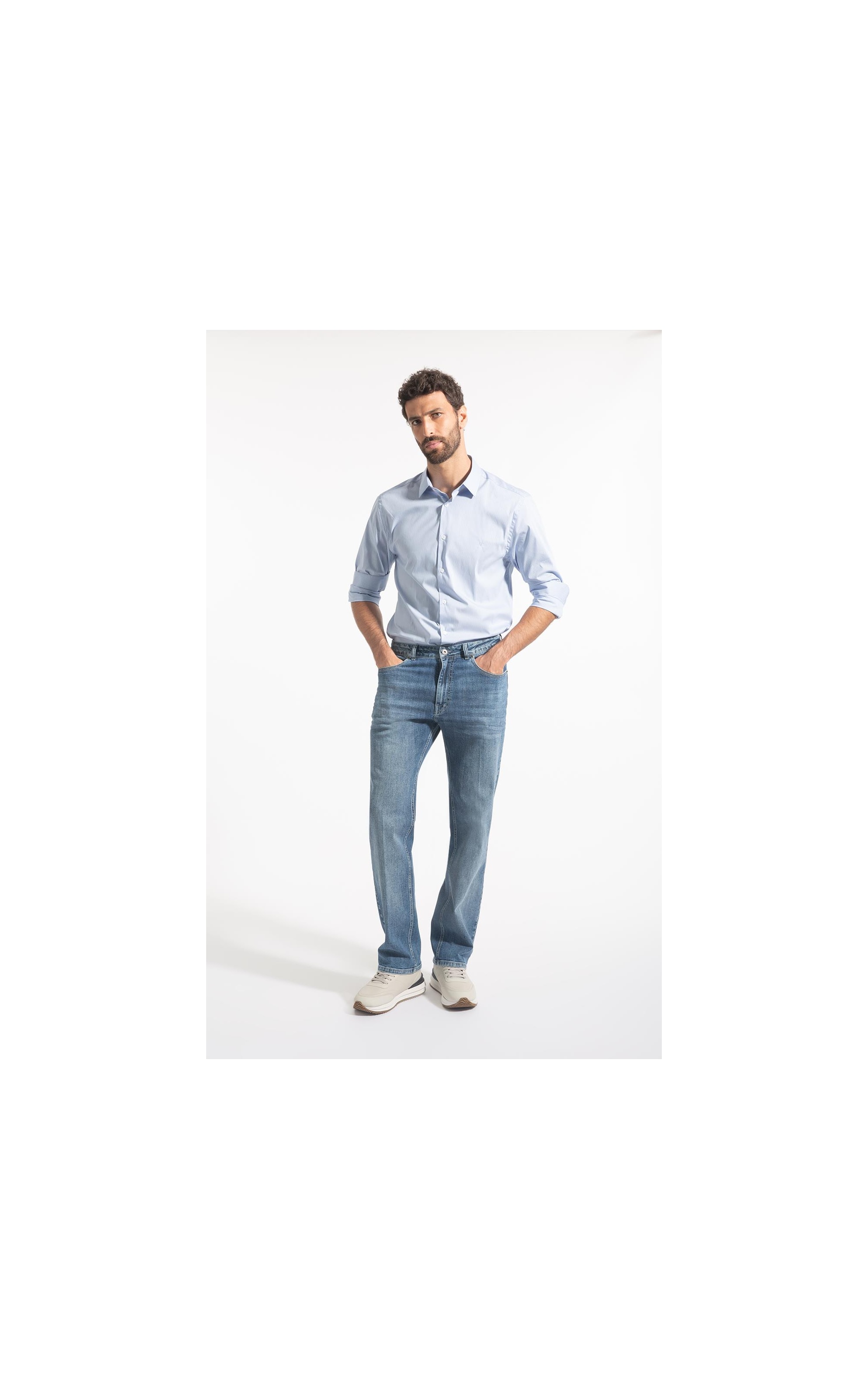 Camisa Slim Shangai Fusioned Azul Bic