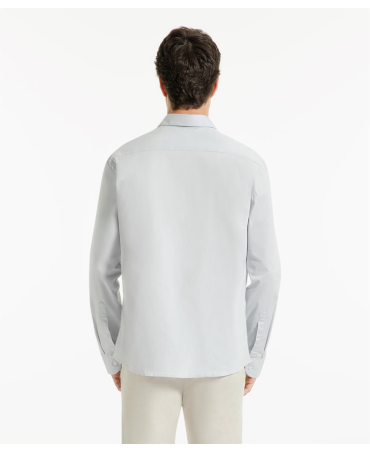 Camisa Stretch Slim Cinza Claro