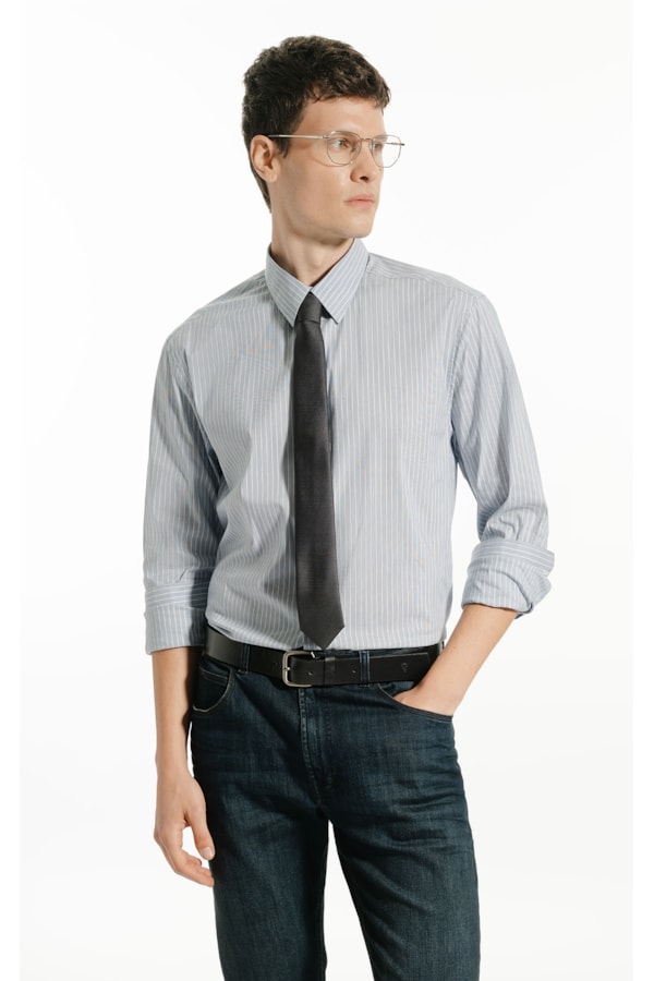 Camisa Tech Blend Ft Norway Strips Slim Irish m Azul Seco