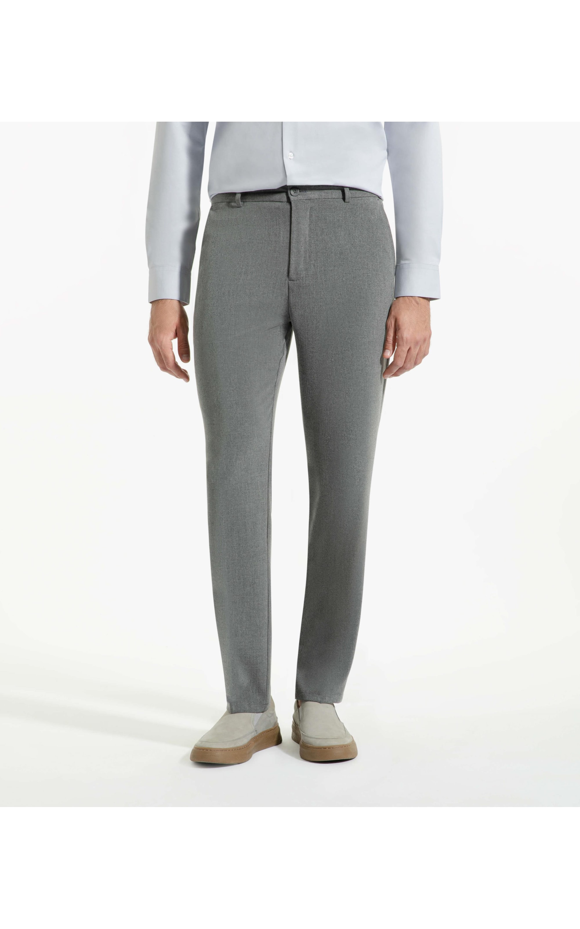Camisa Tecno Knit Stretch Slim Azul Claro