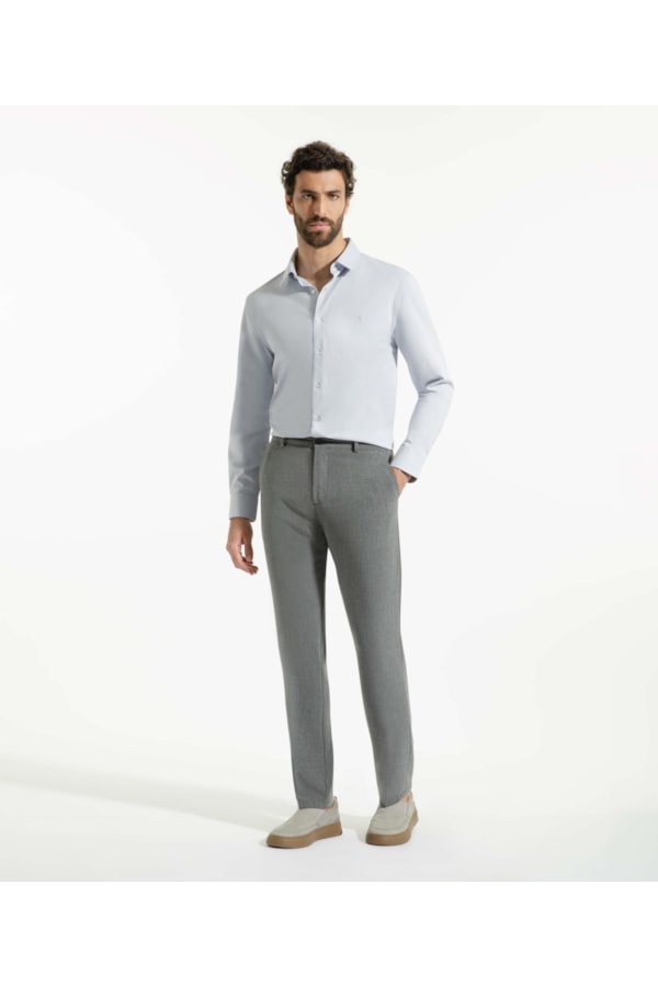 Camisa Tecno Knit Stretch Slim Azul Claro