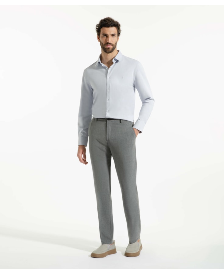 Camisa Tecno Knit Stretch Slim Azul Claro