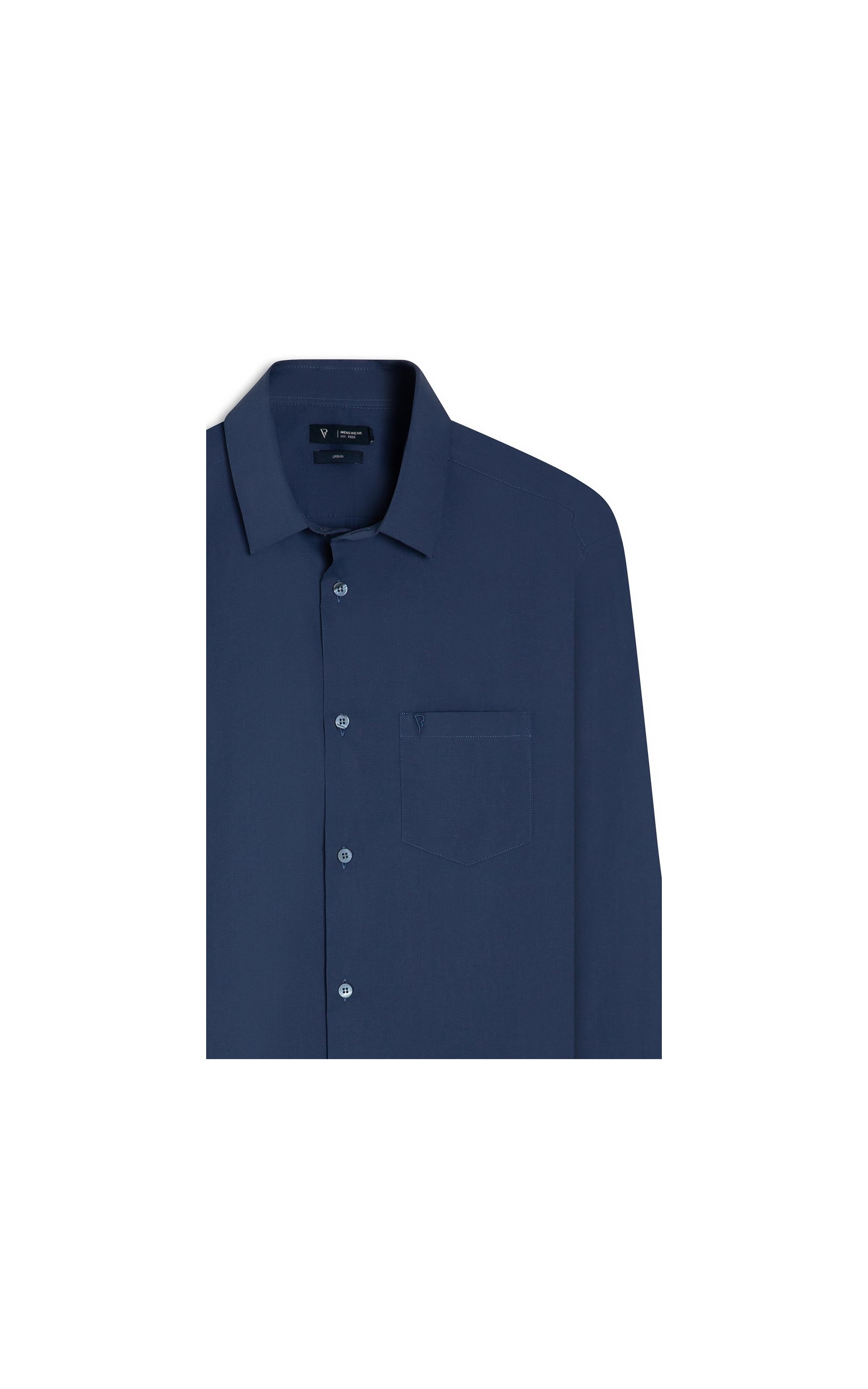 Camisa Tricol Viena Lisa Bolso Azul Pervante