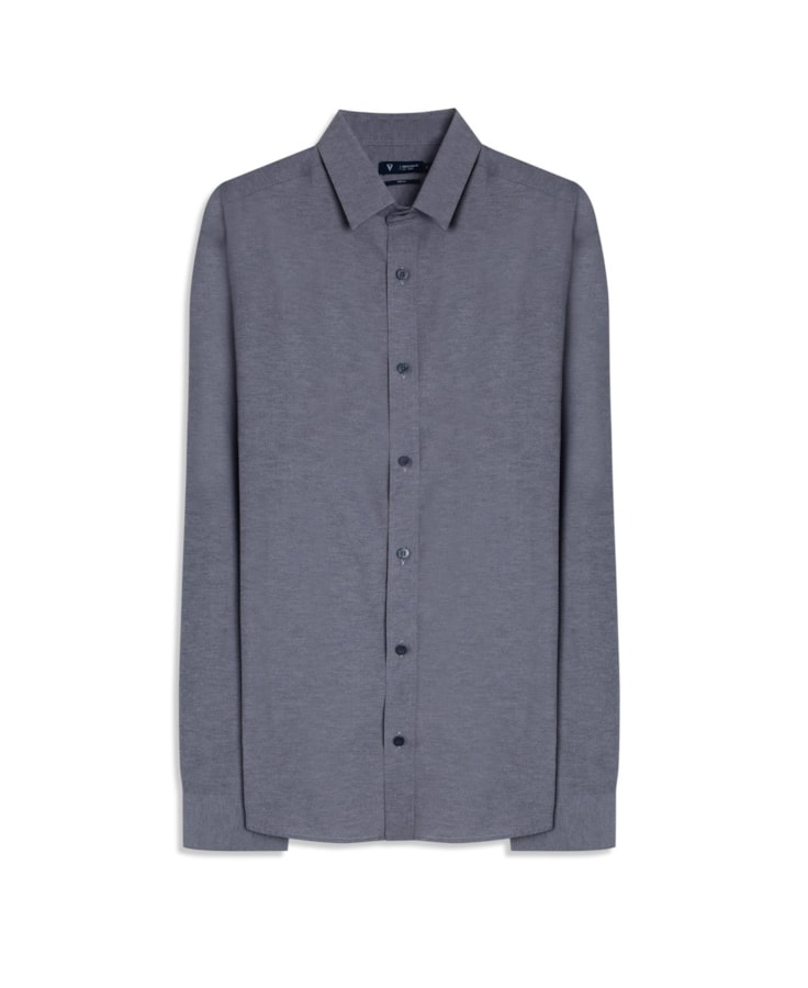 Camisa Tricoline Cotton Mescla Class Shangai Marinho