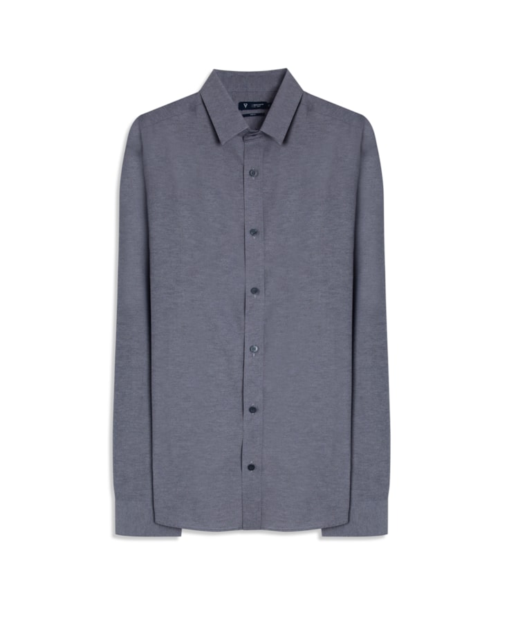 Camisa Tricoline Cotton Mescla Class Shangai Marinho