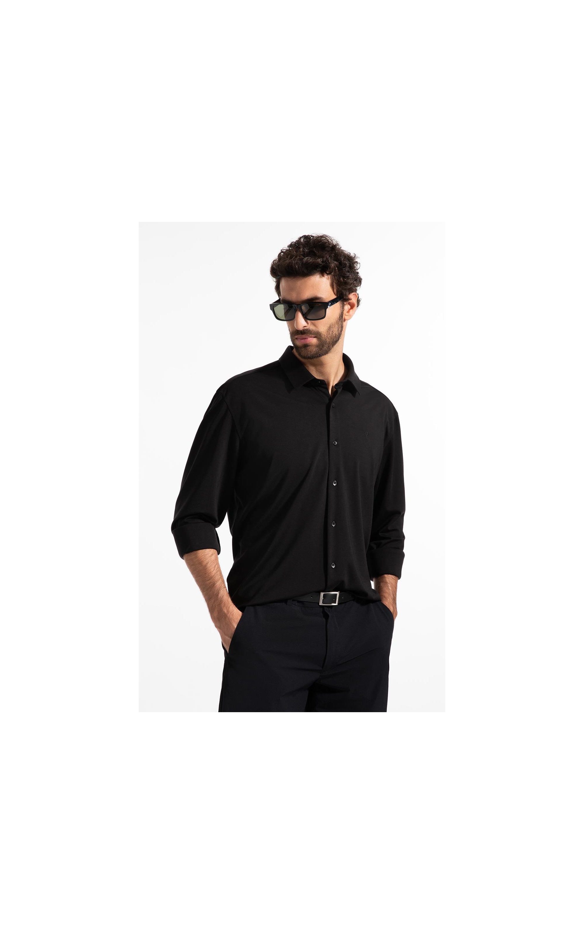 Camisa Visco Nylon Slim Fussioned Ml Preto