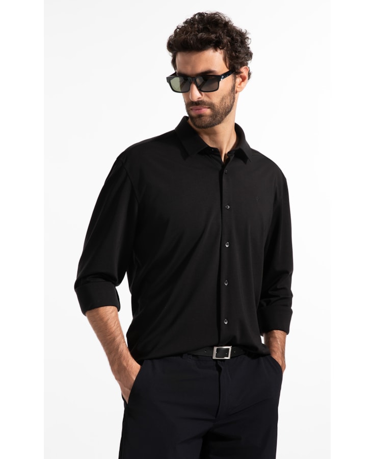 Camisa Visco Nylon Slim Fussioned Ml Preto