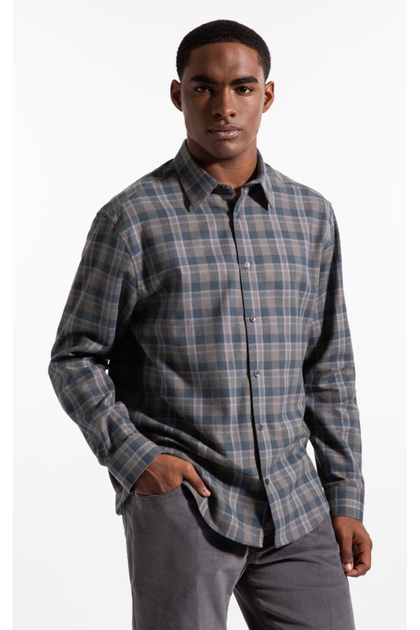 Camisa Wool Touch Ft Hobe Classic Irish Ml Grafite