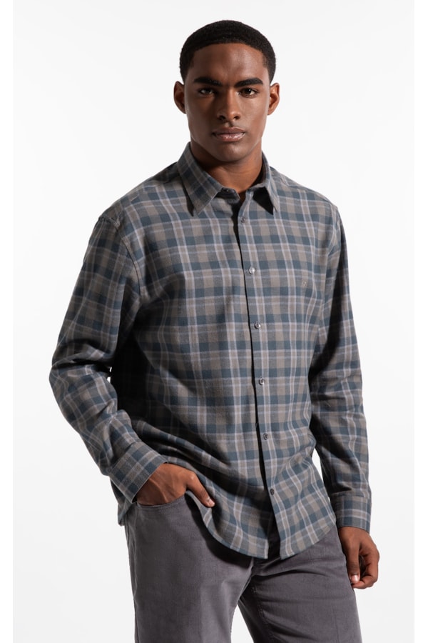 Camisa Wool Touch Ft Hobe Classic Irish Ml Grafite