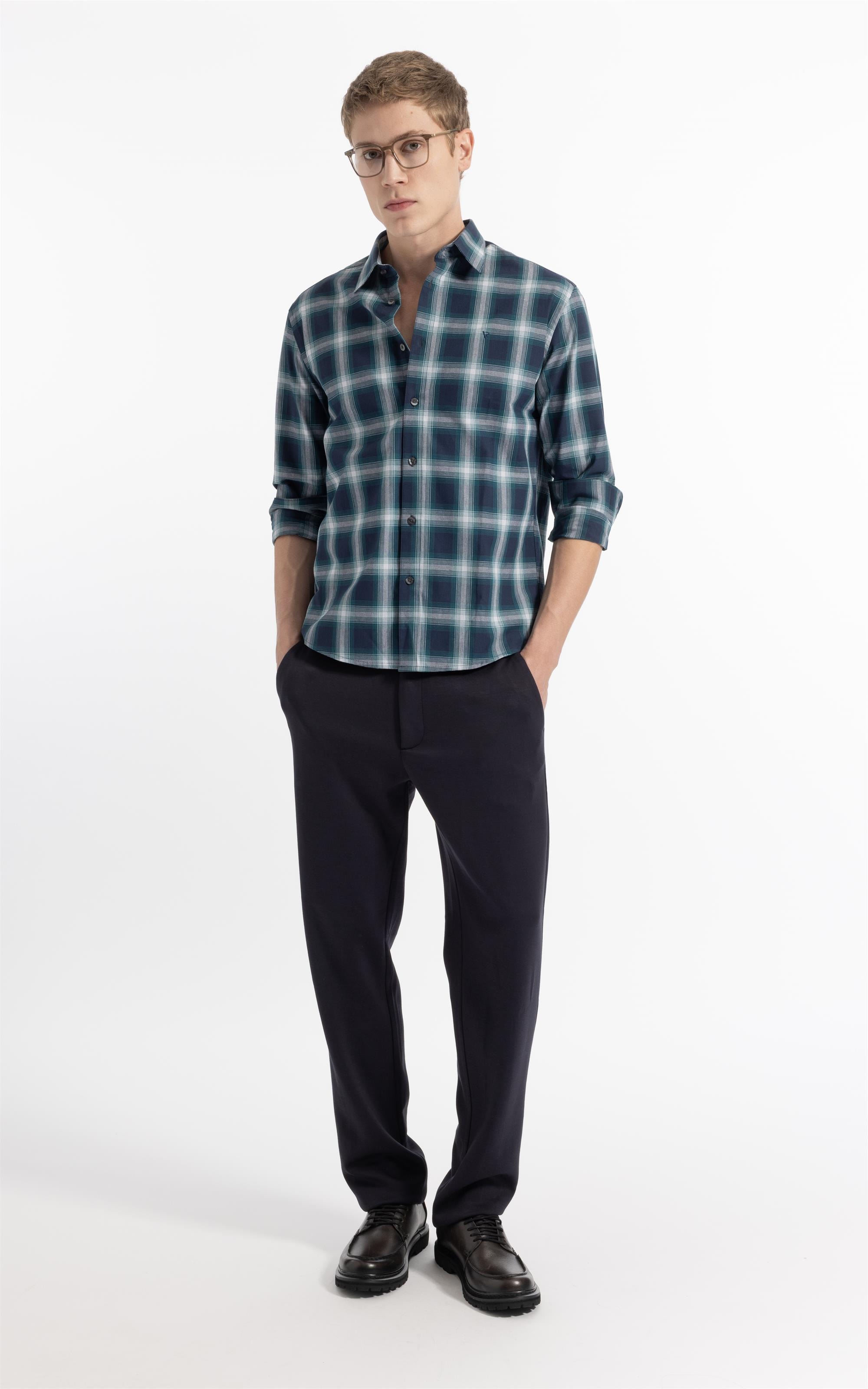 Camisa Wool Touch Renn Classic Irish Ml Petroleo