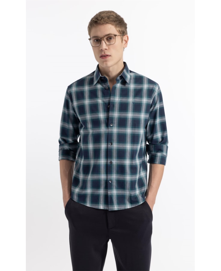 Camisa Wool Touch Renn Classic Irish Ml Petroleo