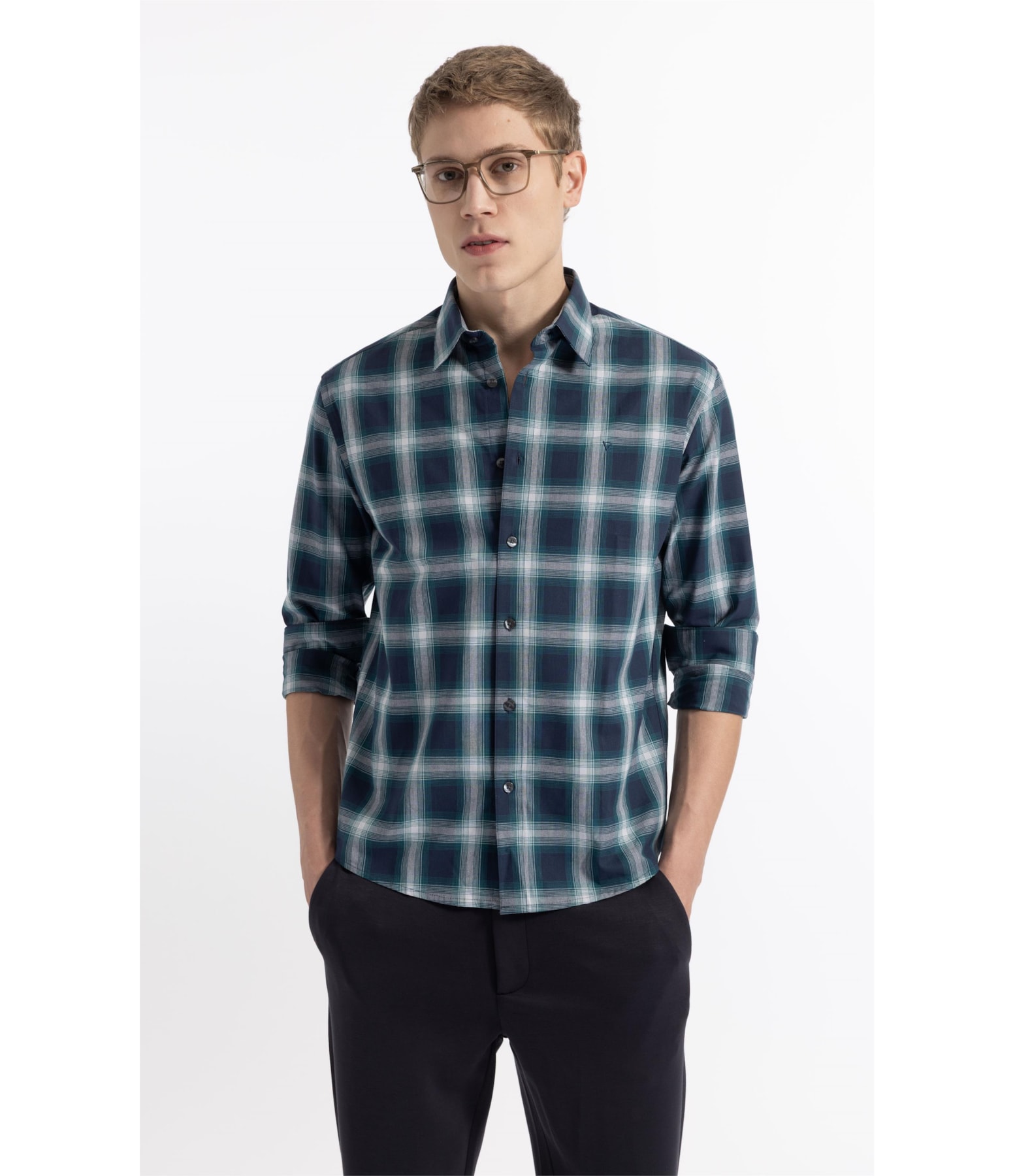 Camisa Wool Touch Renn Classic Irish Ml Petroleo
