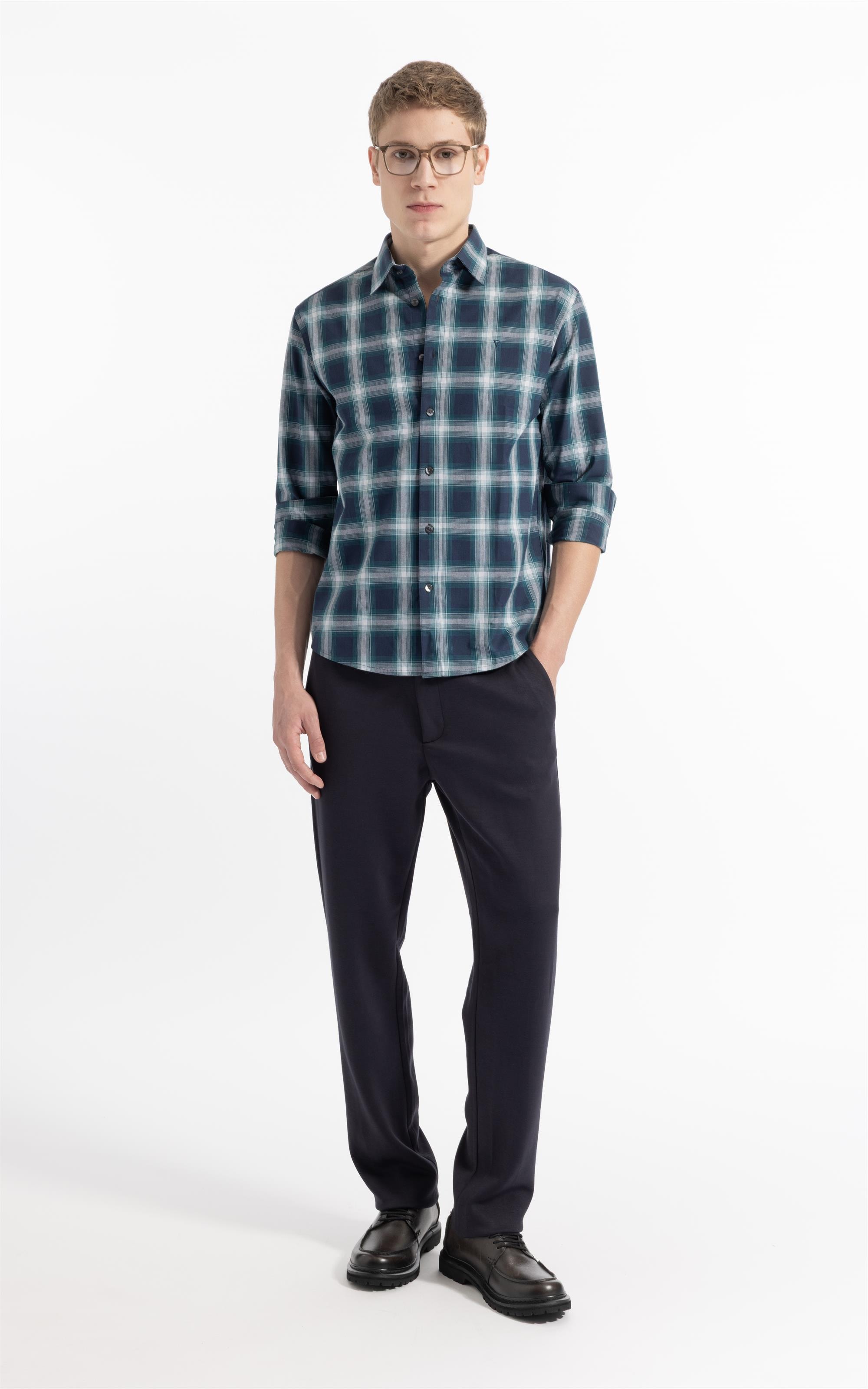 Camisa Wool Touch Renn Classic Irish Ml Petroleo