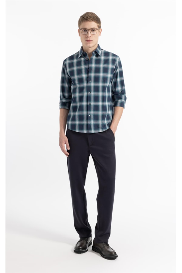 Camisa Wool Touch Renn Classic Irish Ml Petroleo