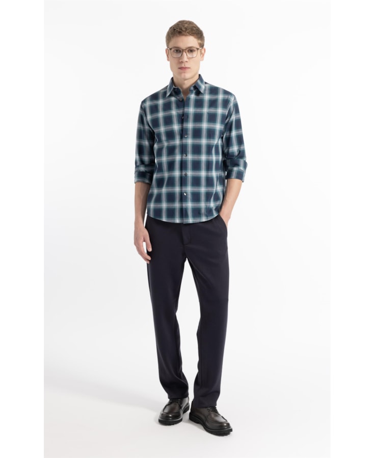 Camisa Wool Touch Renn Classic Irish Ml Petroleo