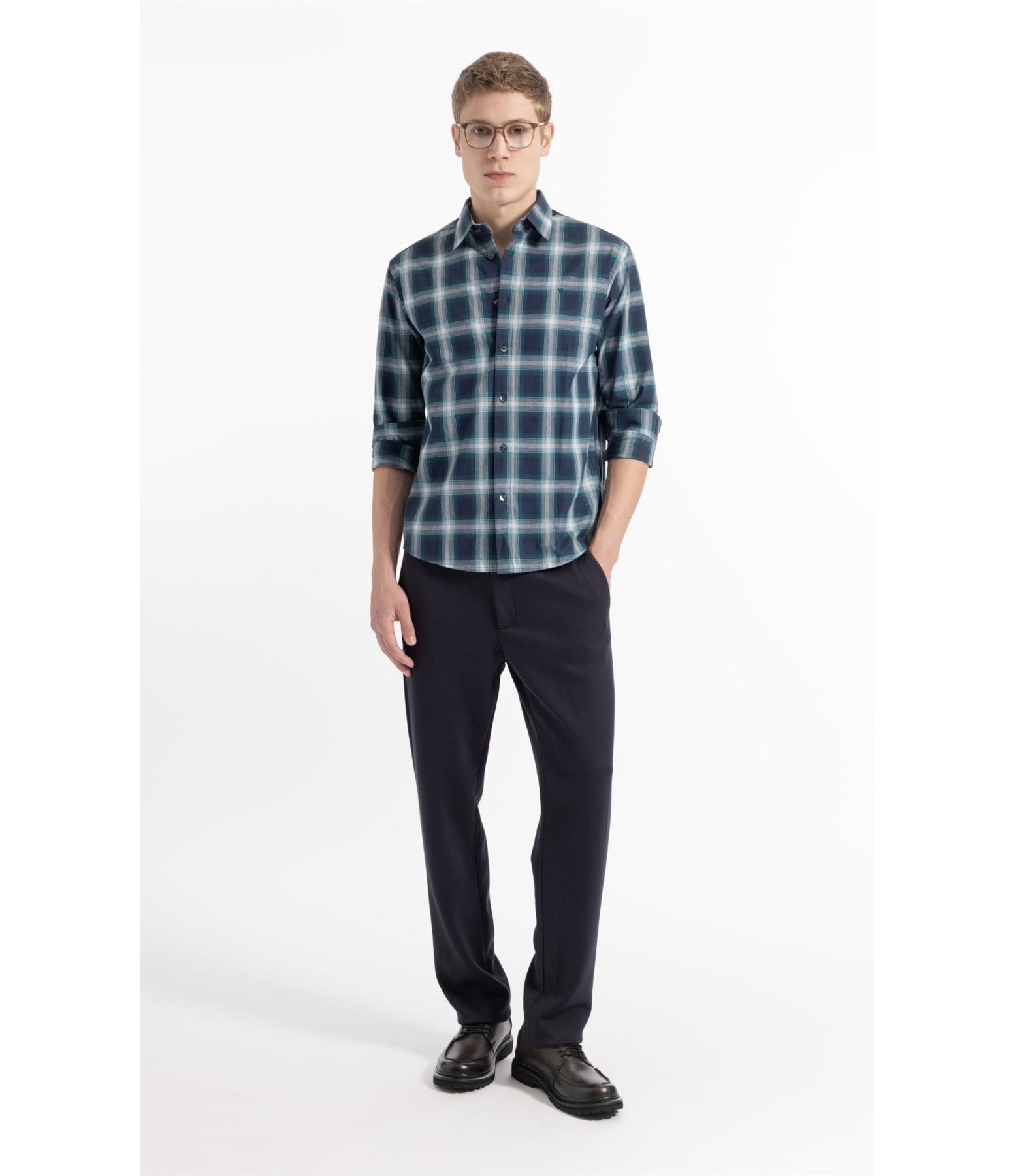 Camisa Wool Touch Renn Classic Irish Ml Petroleo