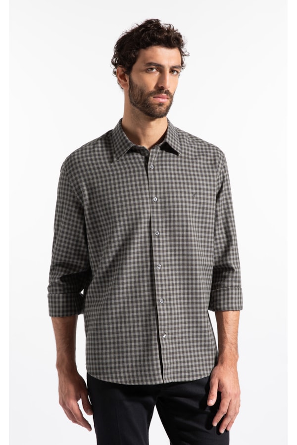 Camisa Wool Touch Robe Classic Irish Ml Tabaco
