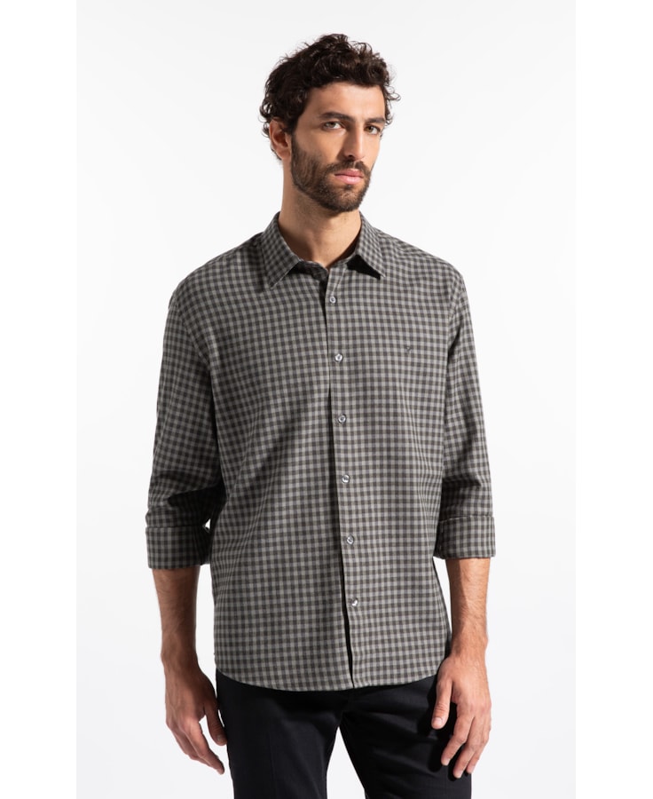 Camisa Wool Touch Robe Classic Irish Ml Tabaco