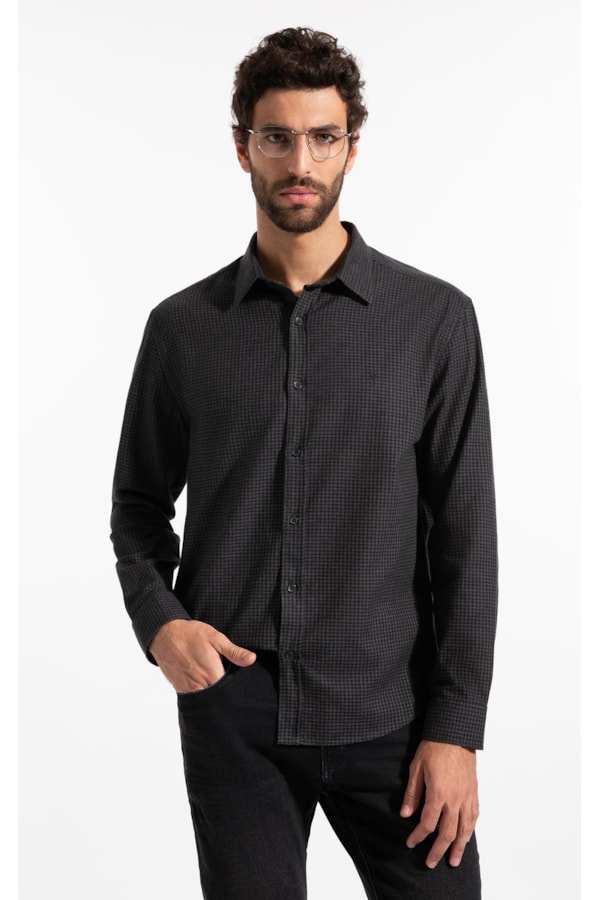 Camisa Woolt Ouch Oslo Plaid Classic Irish Ml Grafite