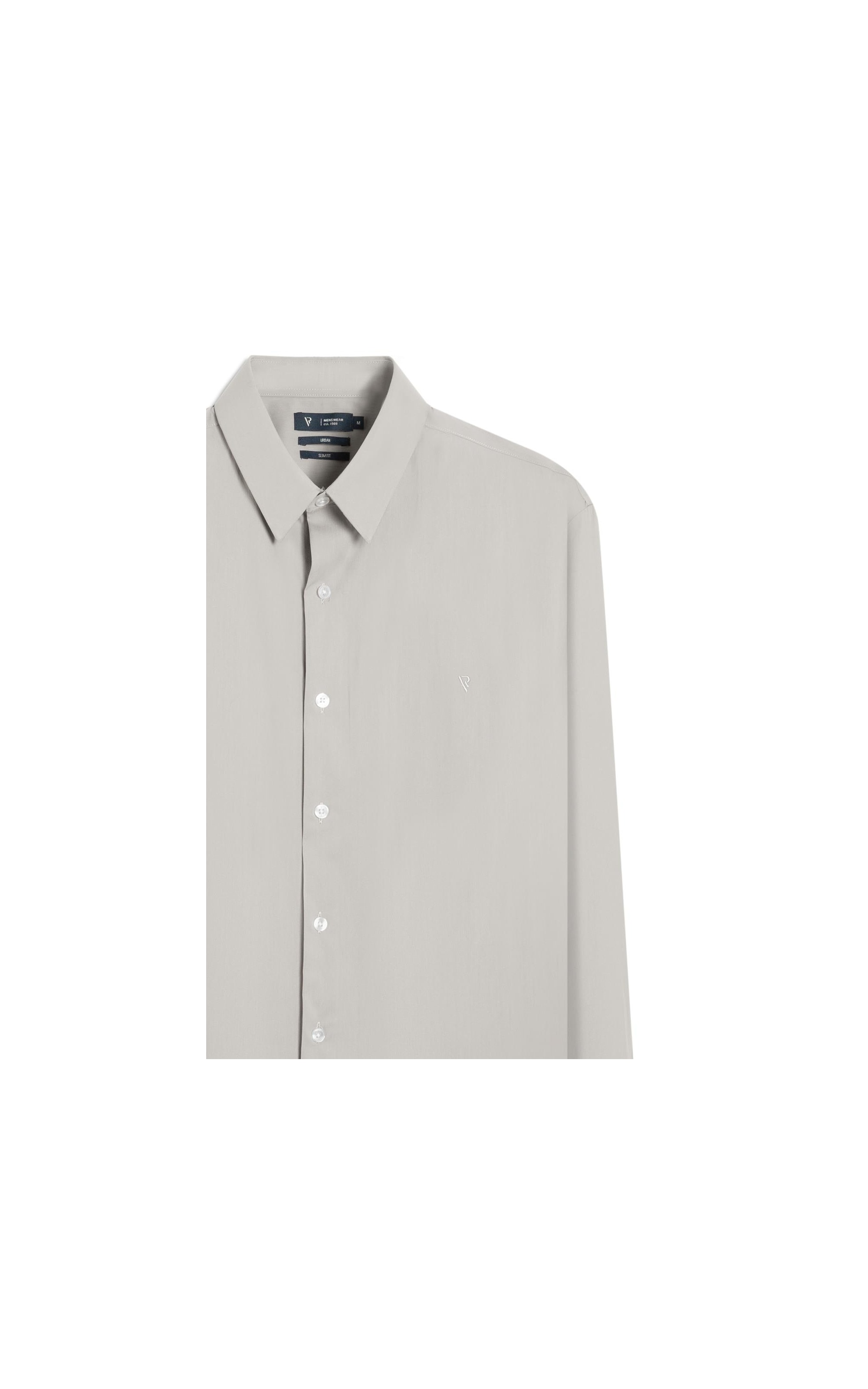 Camisa Wrinckle Cotton Slim Pirlo Cinza Medio
