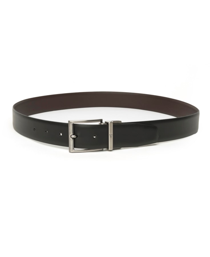 Cinto Dupla Face Box Fosco Couro Preto