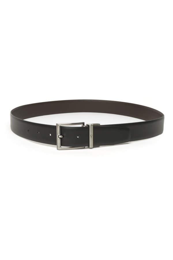 Cinto Dupla Face Box Fosco Couro Preto