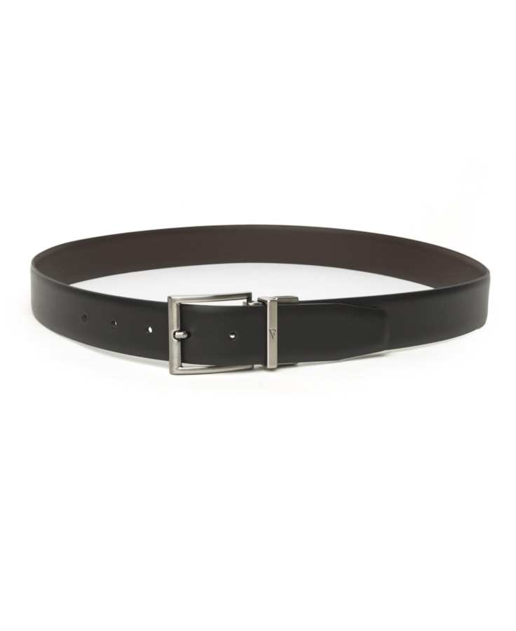 Cinto Dupla Face Box Fosco Couro Preto
