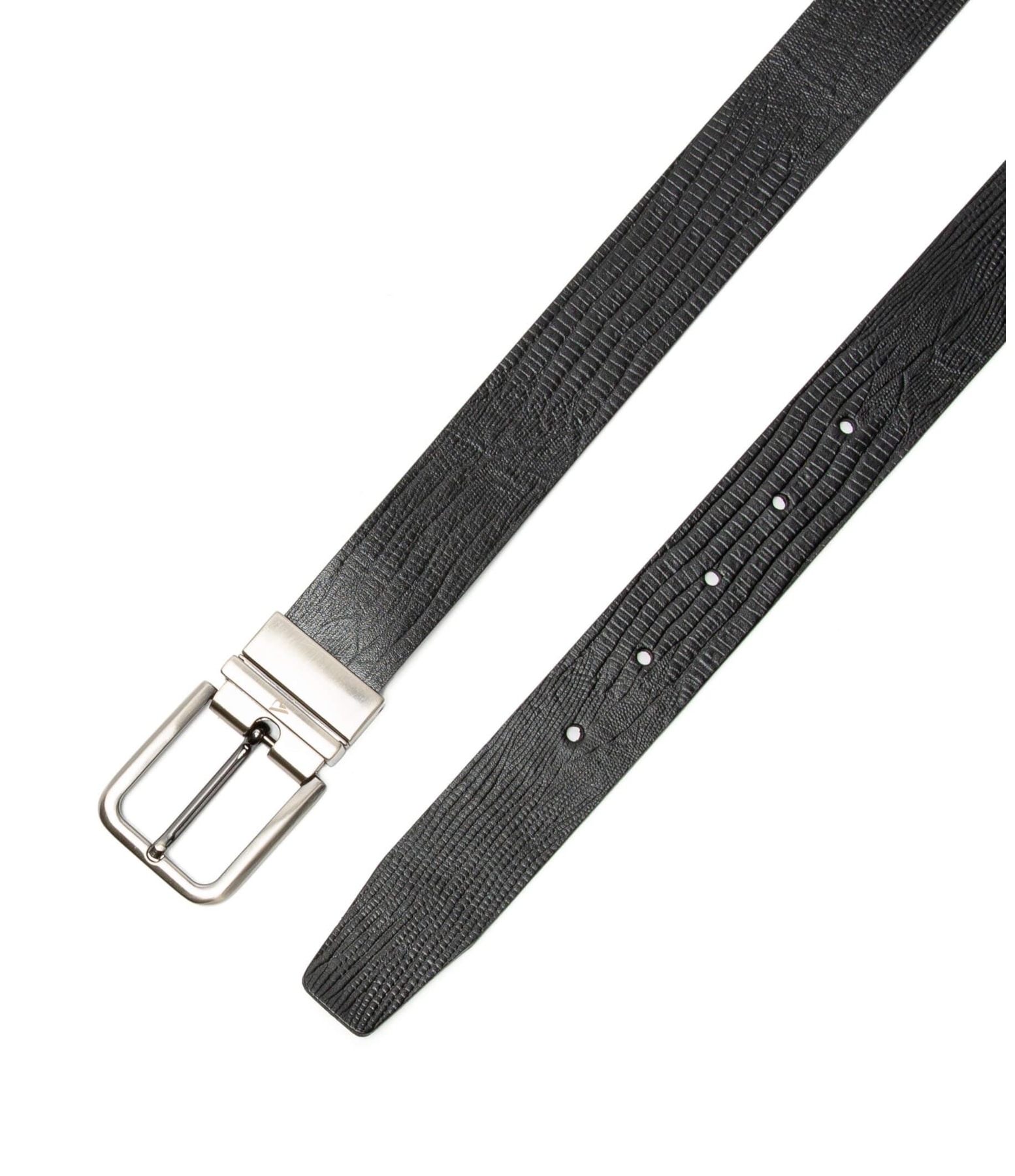 Cinto Dupla Face Couro Lizard Preto