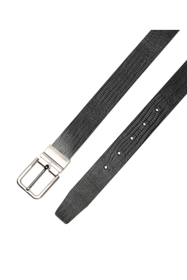 Cinto Dupla Face Couro Lizard Preto