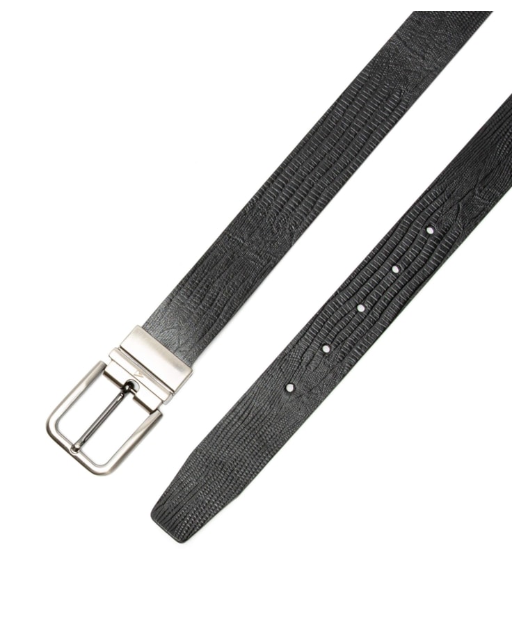 Cinto Dupla Face Couro Lizard Preto