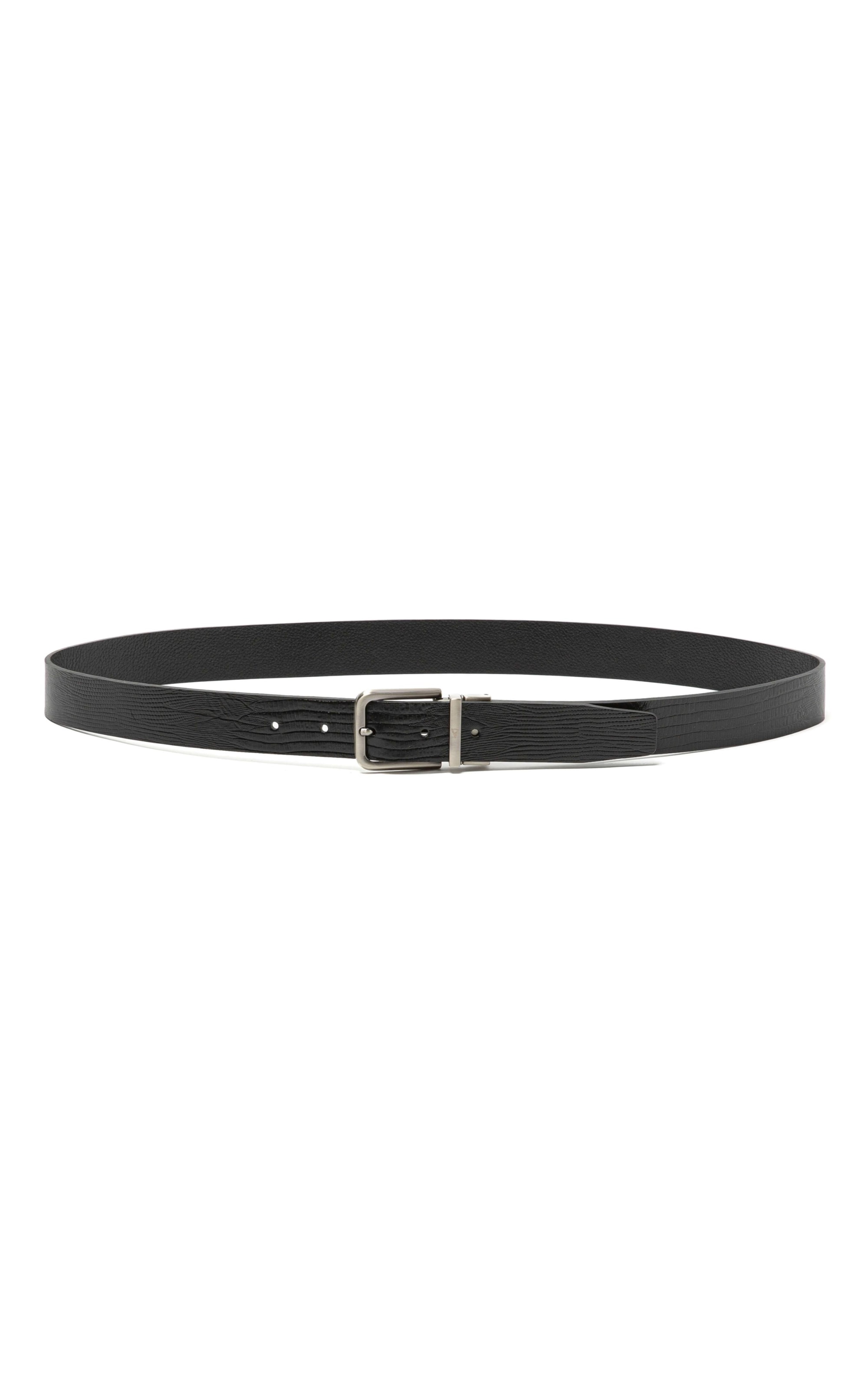 Cinto Dupla Face Couro Lizard Preto