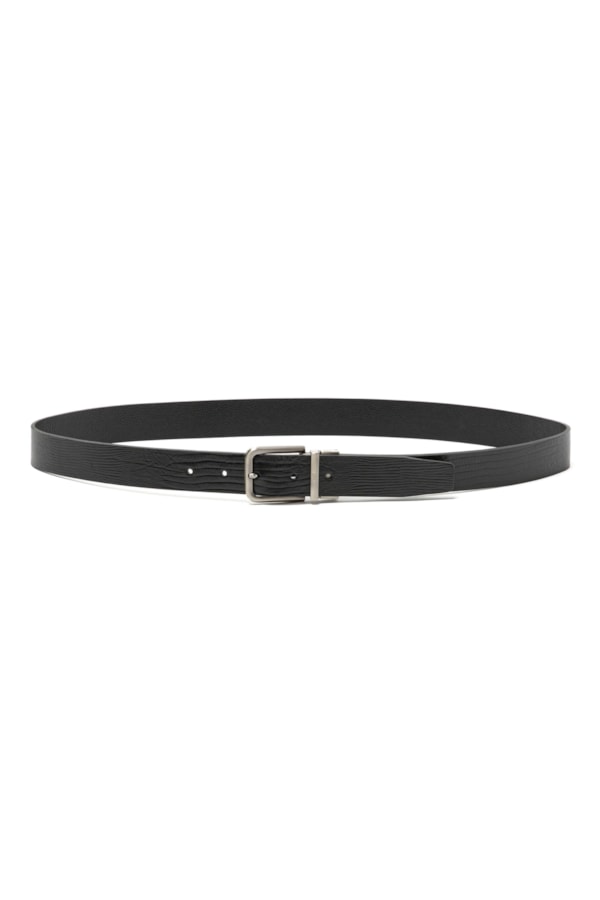 Cinto Dupla Face Couro Lizard Preto