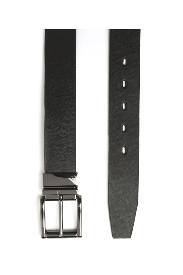 Cinto Dupla Face Couro Safiano Preto
