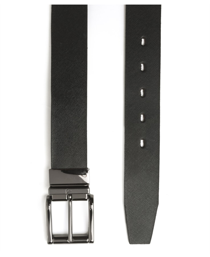 Cinto Dupla Face Couro Safiano Preto
