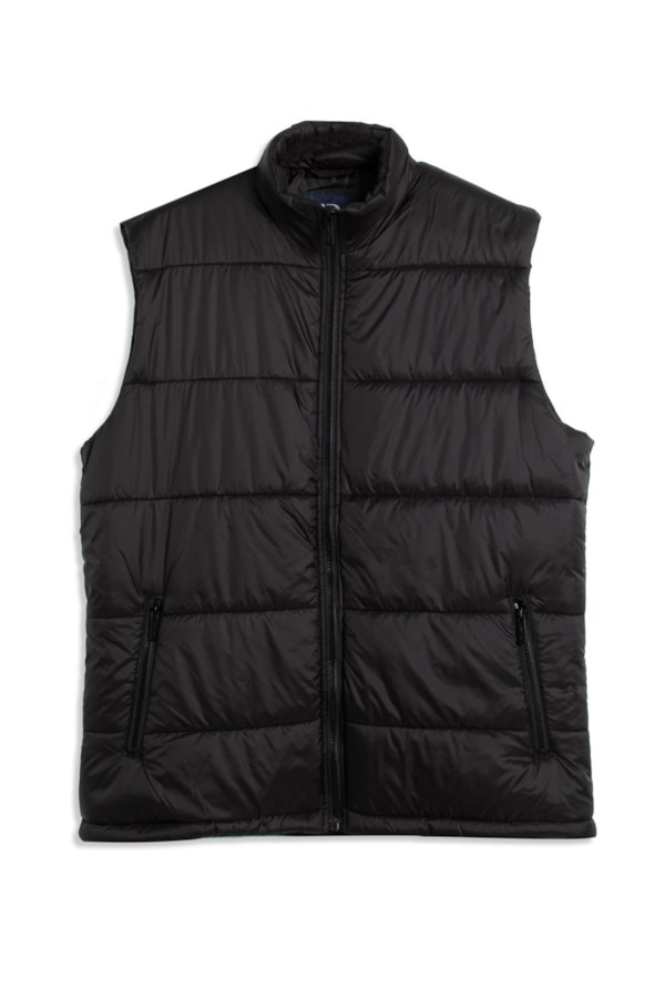 Colete Puffer Bolsos Laterais Preto