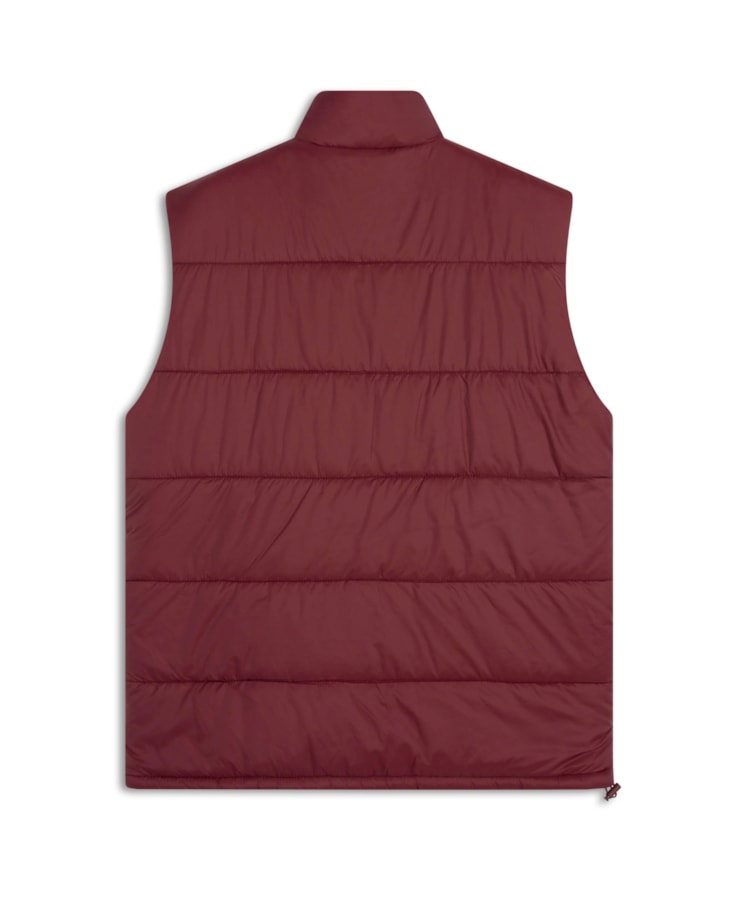 Colete Puffer Com Bolsos Laterais Bordeaux