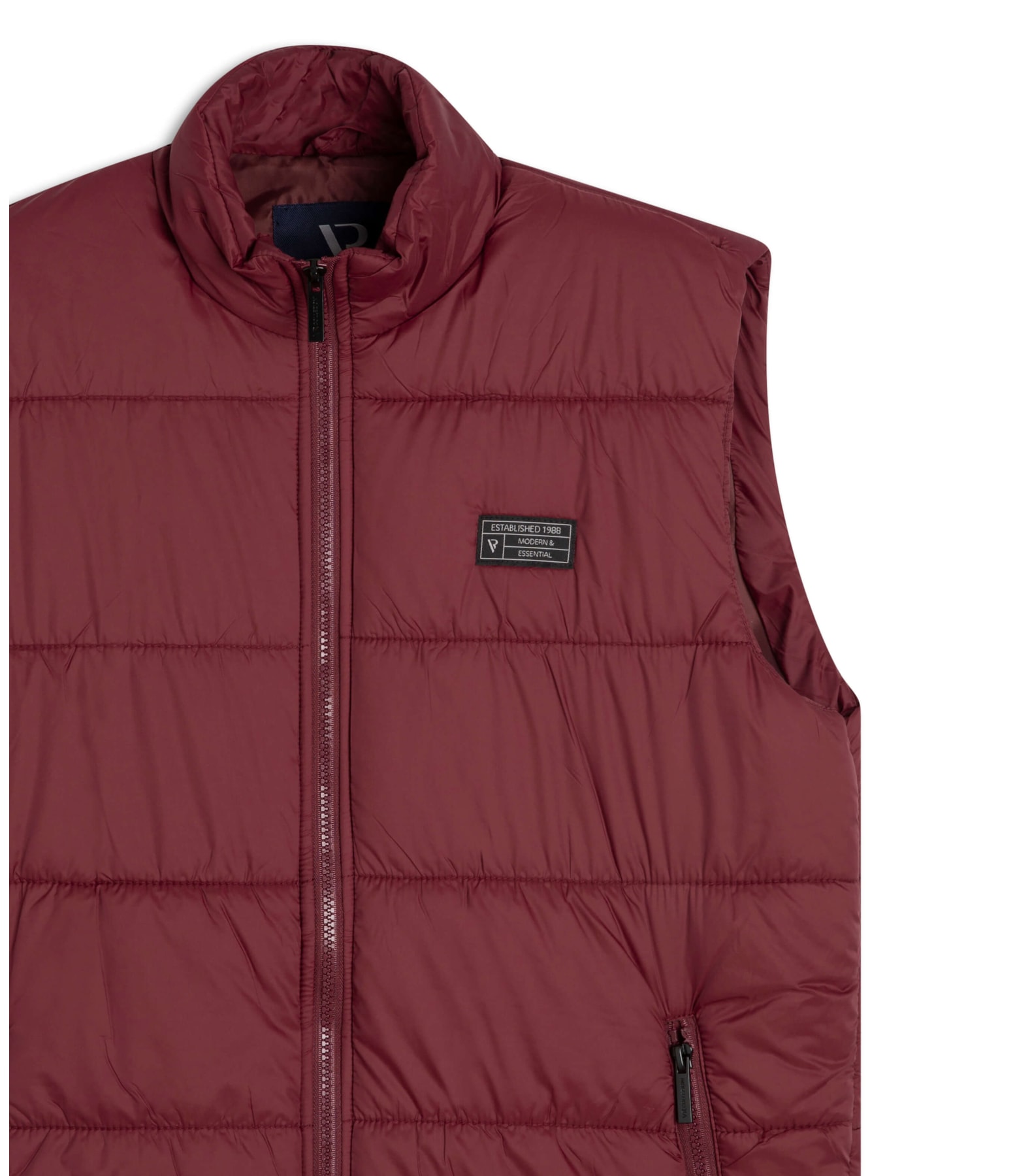 Colete Puffer Com Bolsos Laterais Bordeaux
