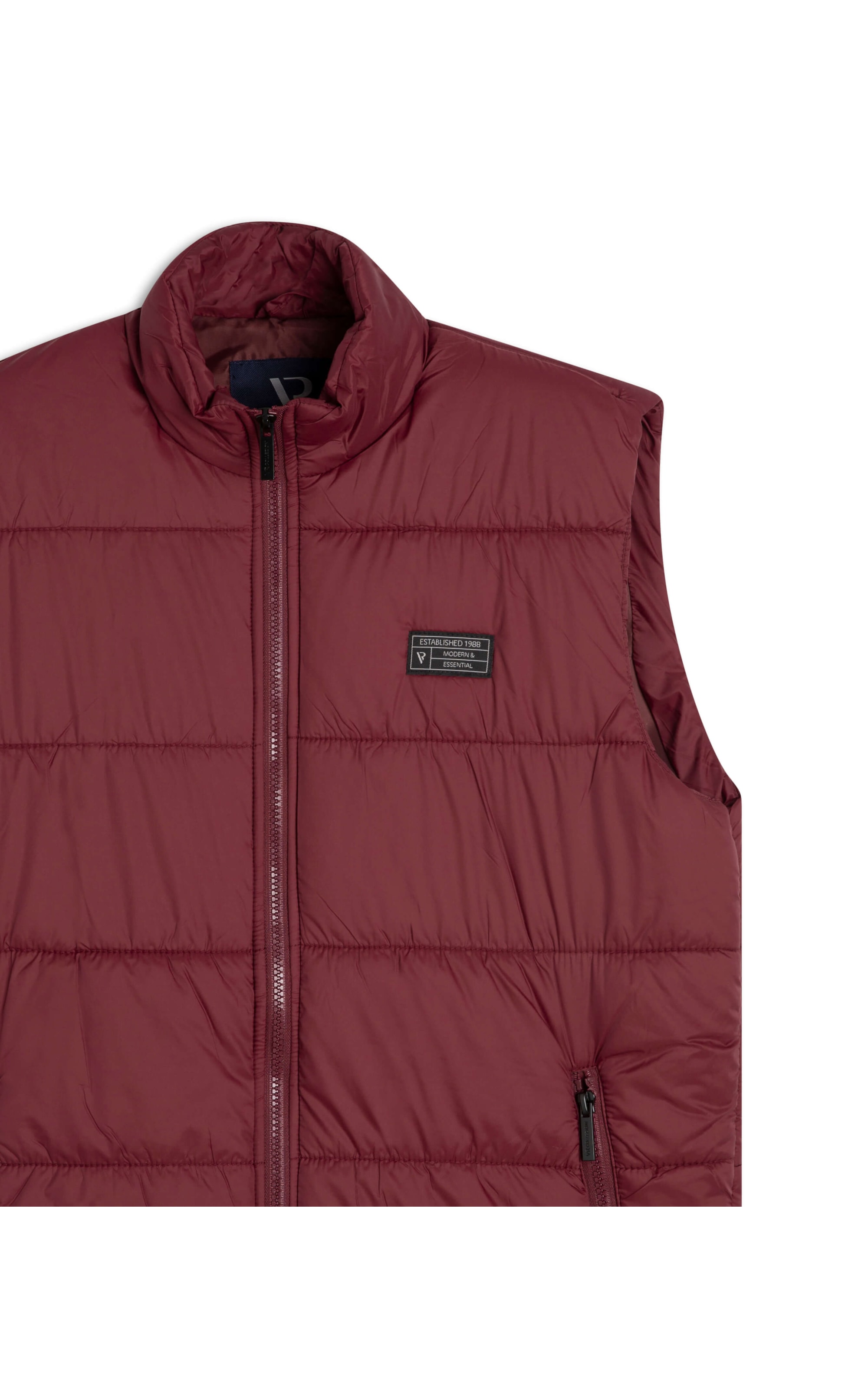 Colete Puffer Com Bolsos Laterais Bordeaux